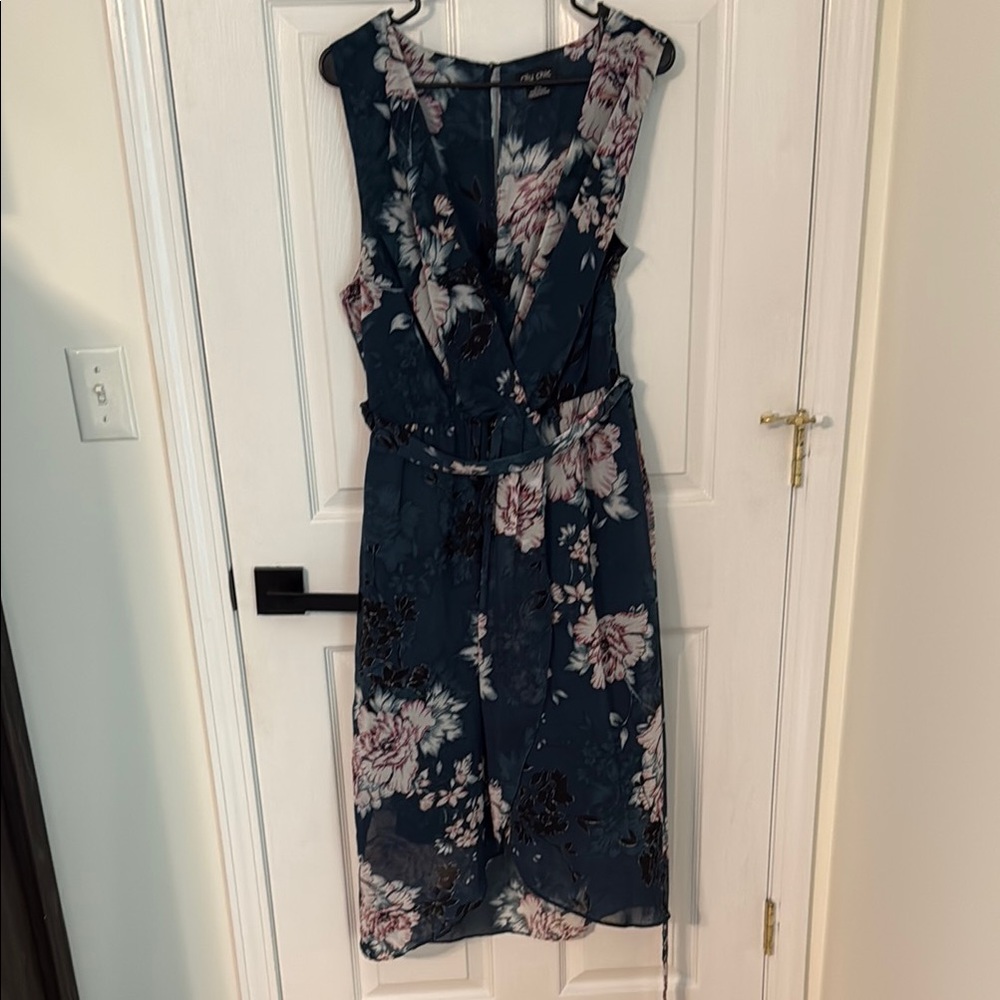 City Chic Navy Floral Midi Dress
